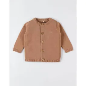 Cardigan en tricot bio fin, caramel marron - Noukies